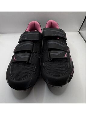 Venzo MX Cycling Bicycle Bike Shoes Strap Black Pink Womens Size 8 Mens 9.5